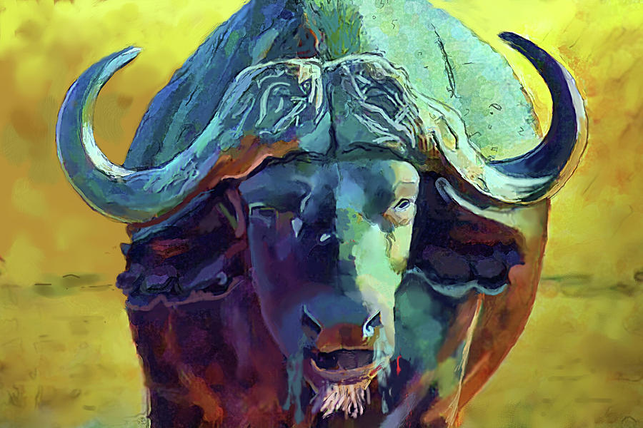 Cape Buffalo Bull Painting by Joel Smith