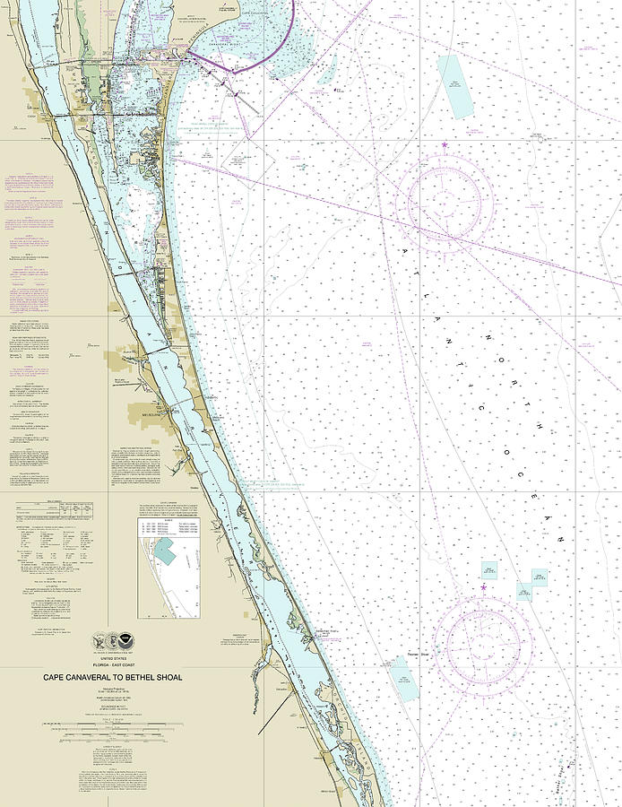 Cape Canaveral to Bethel Shoal Nautical Chart 11476 No Borders Digital ...