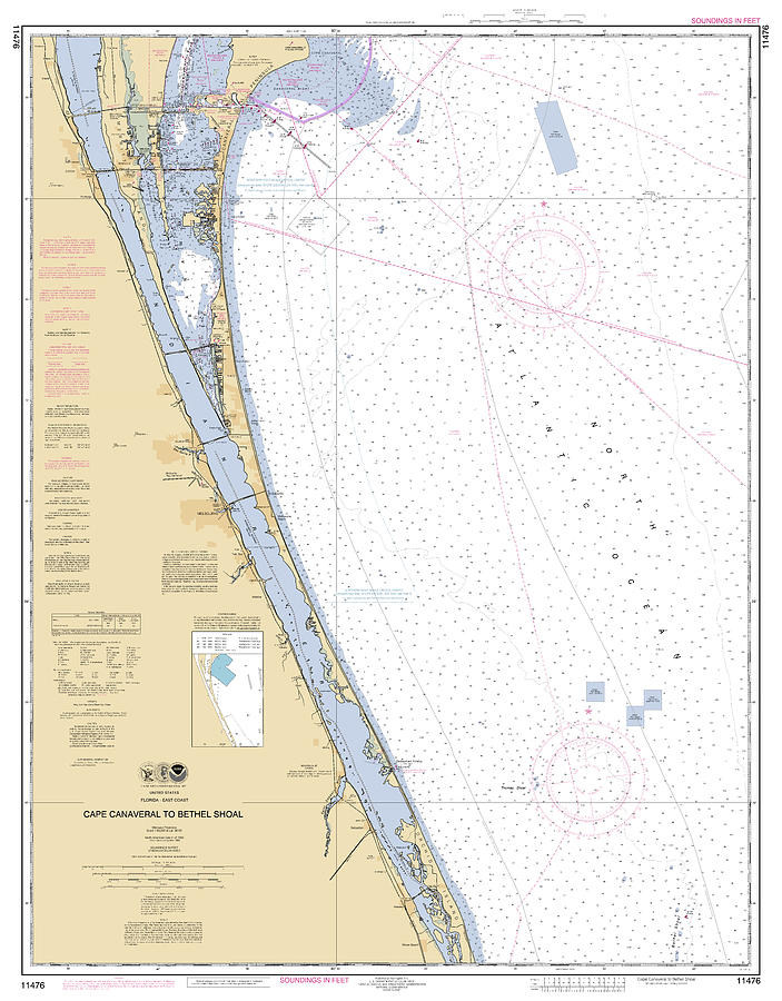 Cape Canaveral to Bethel Shoal, NOAA Chart 11476 Digital Art by ...