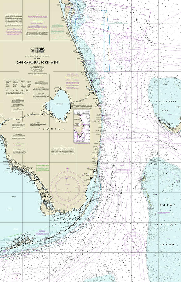 Cape Canaveral to Key West nautical chart 11460 No Borders Digital Art ...