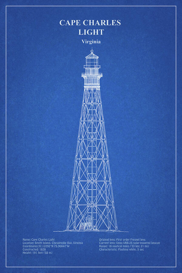 Cape Charles Light Lighthouse - Virginia - AD Digital Art by SP JE Art