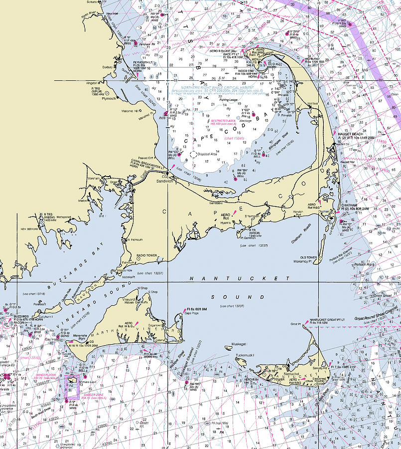 Cape Cod and The Islands Massachusetts Nautical Chart Digital Art by