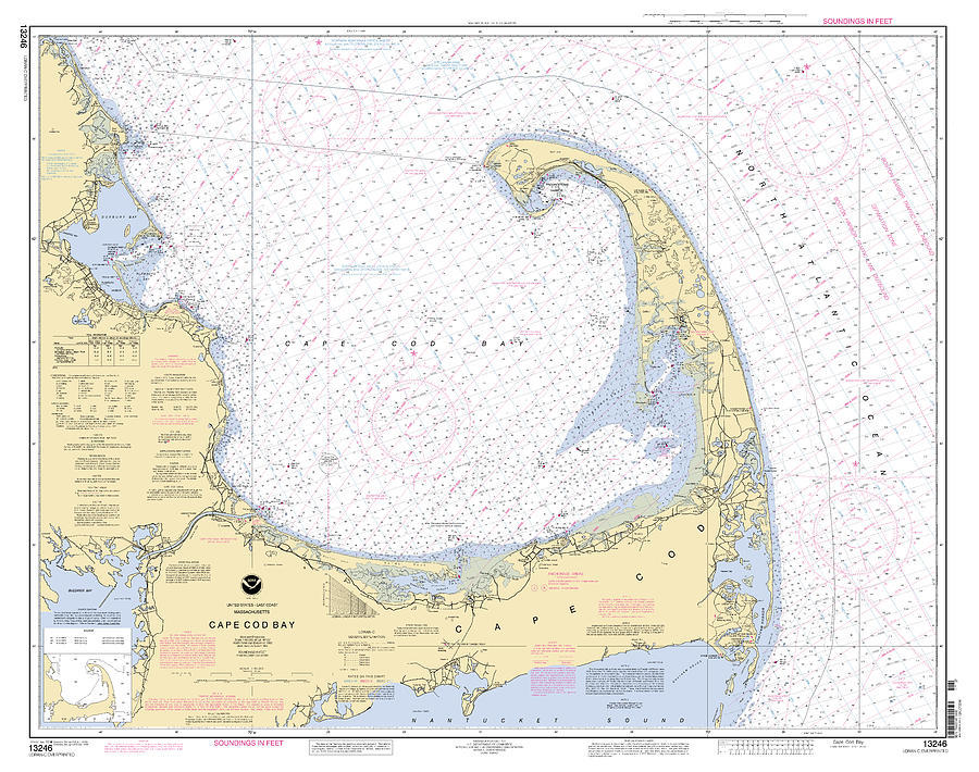 Cape Cod Bay Massachusetts, NOAA Chart 13246a from 13246 Digital Art by Nautical Chartworks