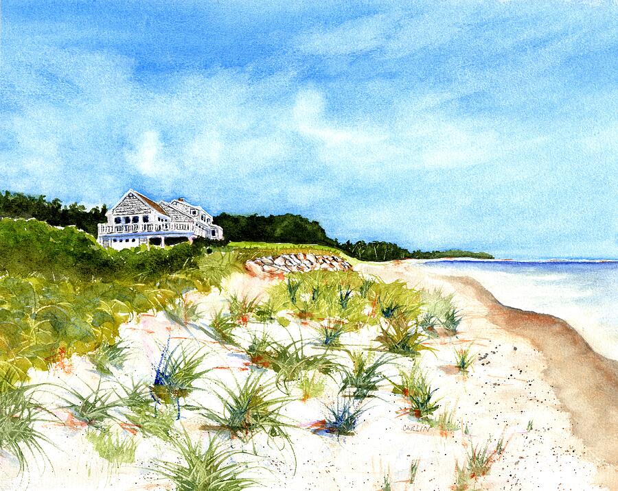 Cape Cod Beach House Painting by Carlin Blahnik CarlinArtWatercolor