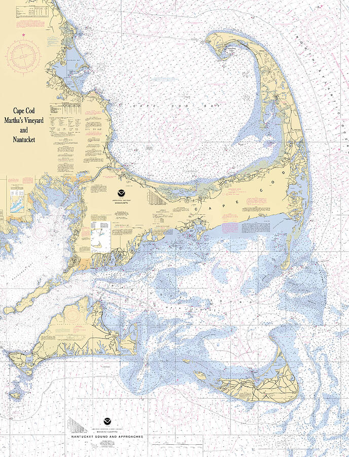Map Digital Art - Cape Cod, Marthas Vineyard and Nantucket Massachusetts Custom Nautical Chart by Nautical Chartworks