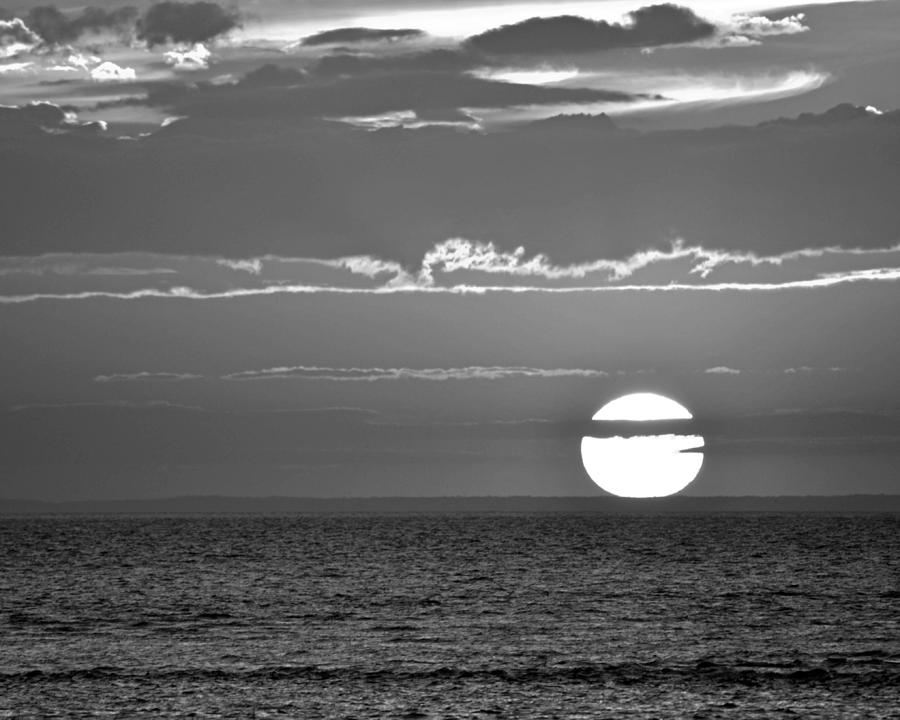 Cape Cod sunset on Grays Beach  Yarmouth MA Black and White Photograph by Toby McGuire