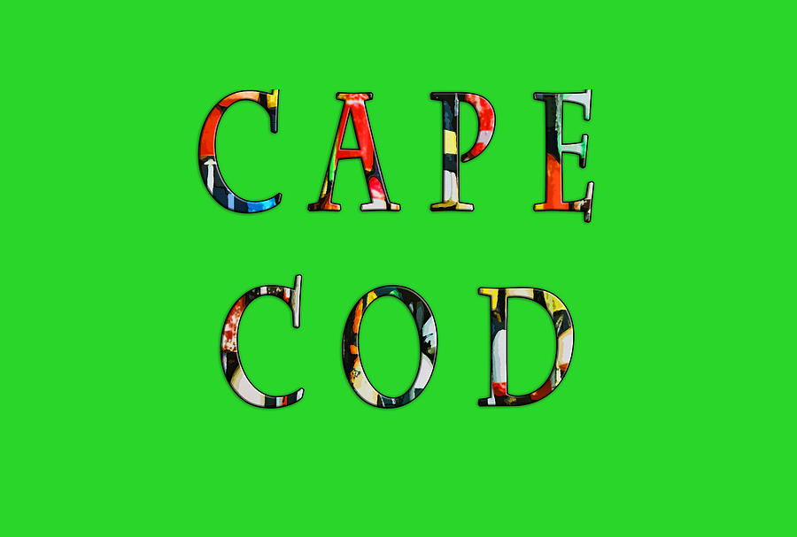 Cape Cod Text On Clear Background Mixed Media