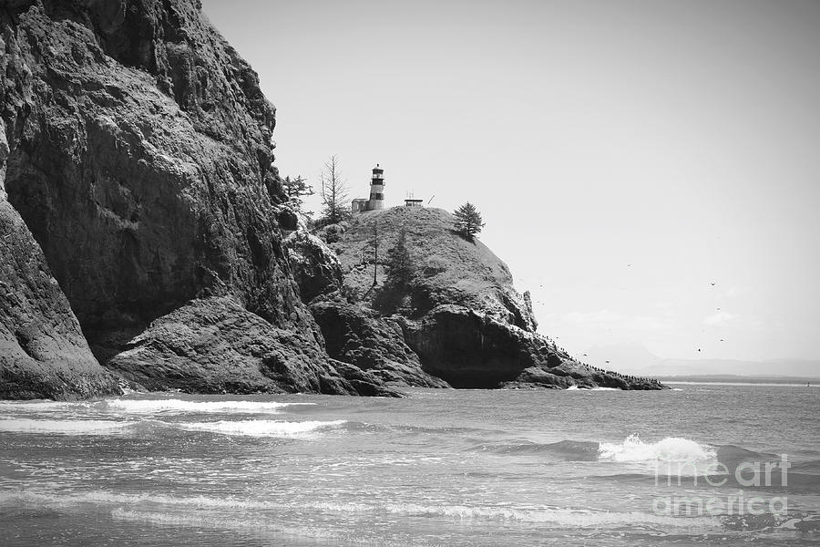 Cape Disappointment In Black And White With Vignette Photograph