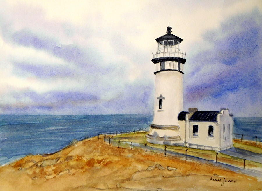 Cape Disappointment Lighthouse  Painting by Anna Jacke
