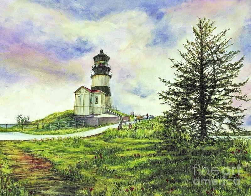 Cape Disappointment Lighthouse on the Washington Coast Painting by Cynthia Pride