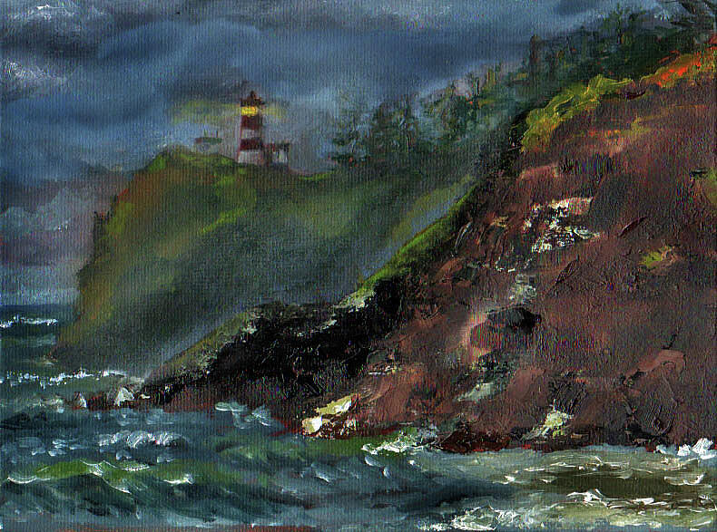 Cape Disappointment Painting by Mishelle Tourtillott