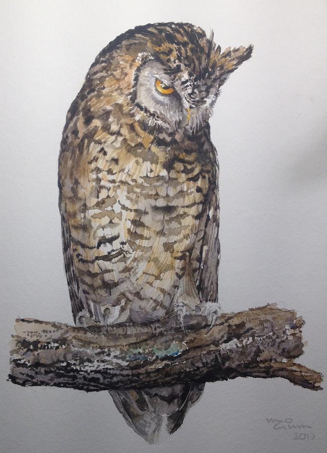 Cape Eagle Owl Painting By Michael Ginn - Fine Art America