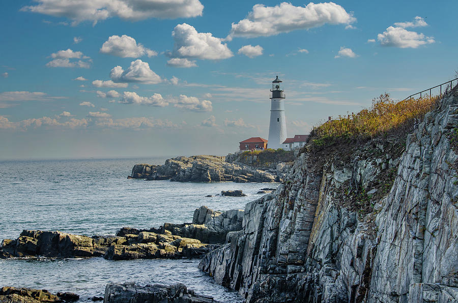 Cape Elizabeth Maine at Portland Head Lighthouse Photograph by Bill Cannon