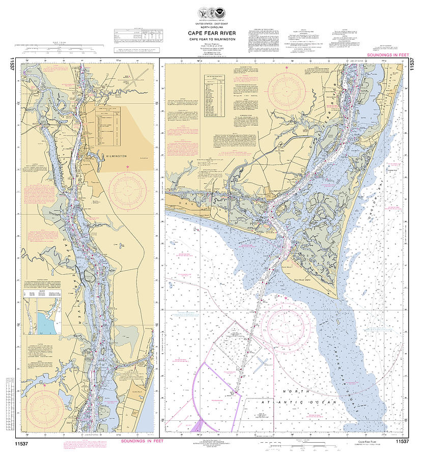 Cape Fear River-cape Fear To Wilmington, Noaa Chart 11537 Digital Art ...