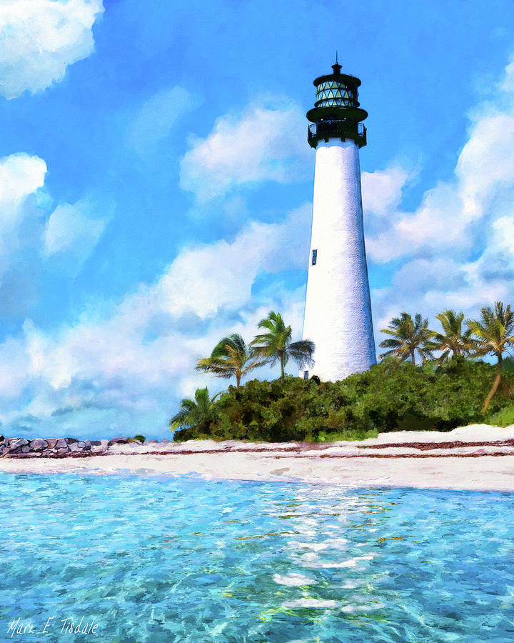 Cape Florida Light - Key Biscayne Digital Art by Mark Tisdale