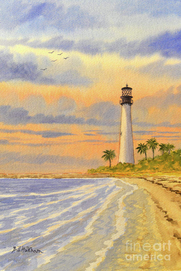 Cape Florida Lighthouse Key Biscayne  Painting by Bill Holkham