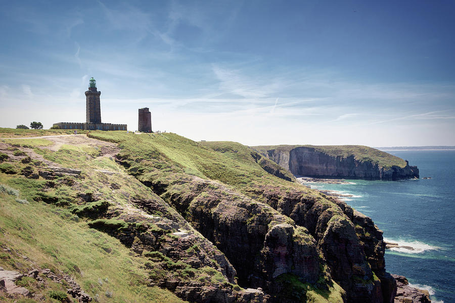 Cape Frehel Lighthouses on the Coast of Armor - 3 - Des-saturated Edition Photograph by Jordi Carrio Jamila