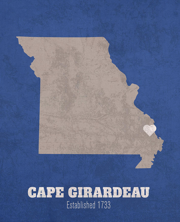 Cape Girardeau Missouri City Map Founded 1733 Saint Louis University Color Palette Mixed Media