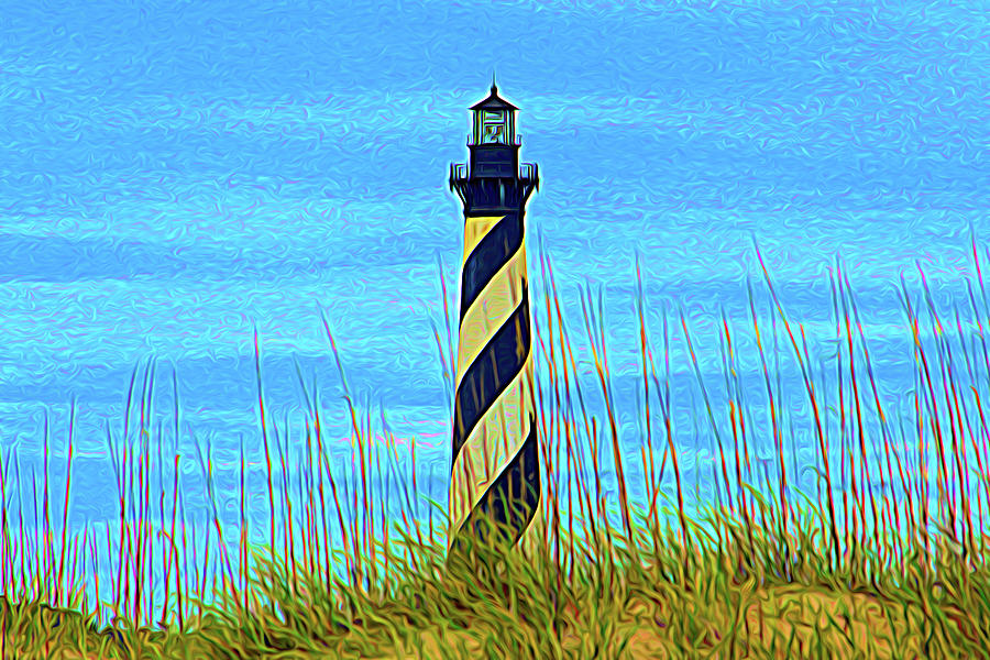 Cape Hatteras Dunes and Lighthouse Expressioism Photograph by Bill Swartwout