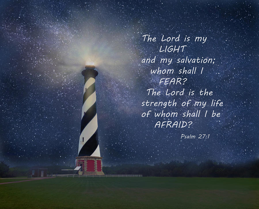 Cape Hatteras Lighthouse And Scripture Mixed Media by Sandi OReilly
