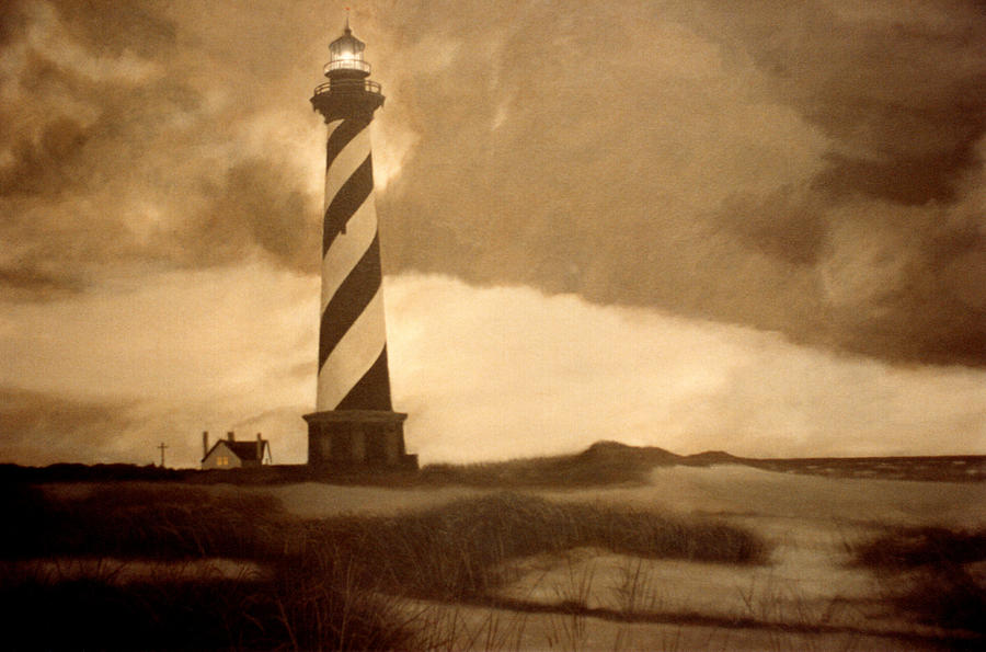 Cape Hatteras Lighthouse Painting by Blue  Sky