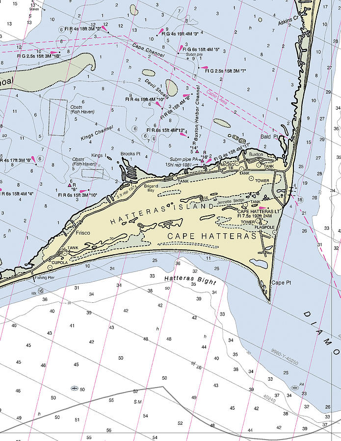 Cape Hatteras North Carolina Nautical Chart Digital Art by Sea Koast