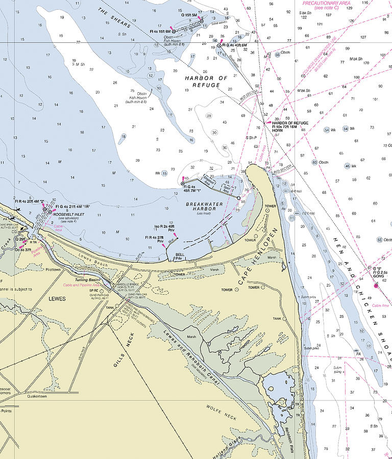 Cape Henlopen Delaware Nautical Chart Digital Art by Sea Koast Fine