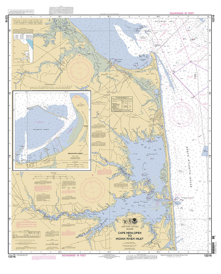 Cape Henlopen to Indian River Inlet, NOAA Chart 12216 Digital Art by Nautical Chartworks