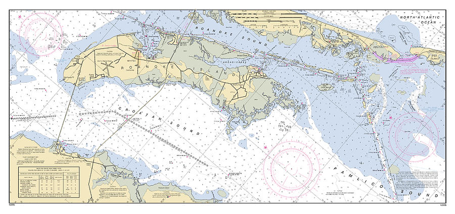Map Digital Art - Cape Henry-Pamlico Sound  Albemarle Sound, Roanoke Island and Oregon Inlet, NOAA Chart 12205_5 by Nautical Chartworks