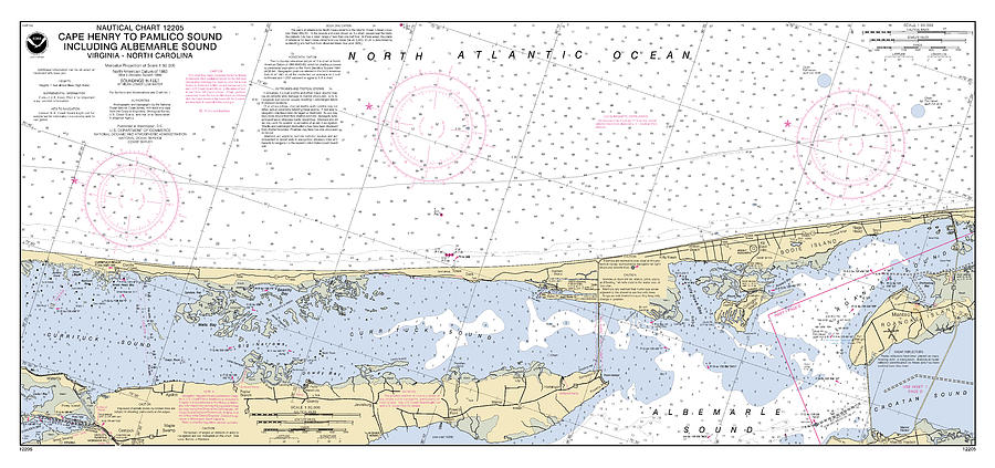 Map Digital Art - Cape Henry-Pamlico Sound Including Albemarle Sound, NOAA Chart 12205_3 by Nautical Chartworks