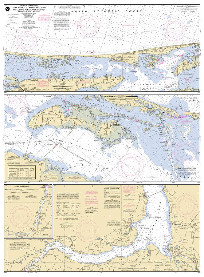 Cape Henry-Pamlico Sound Including Albemarle Sound, NOAA Chart 12205_B Digital Art by Nautical Chartworks