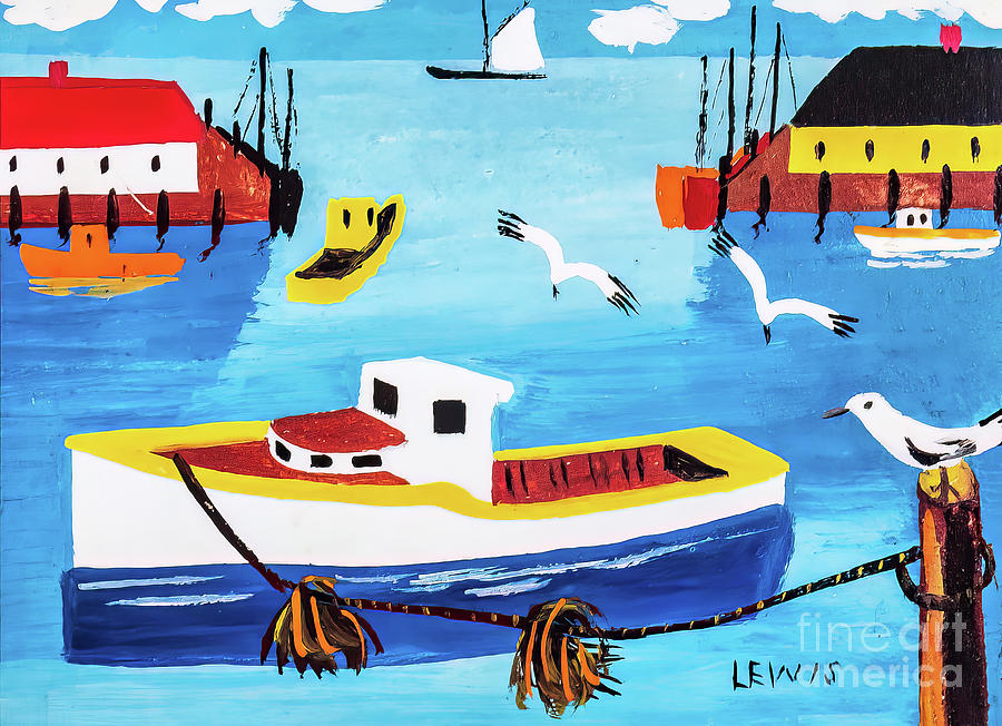 Cape Islander by Maud Lewis mid 1950s Painting by Maud Lewis