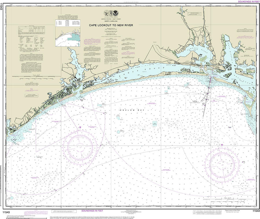 Cape Lookout to New River Nautical Chart 11543 Digital Art by John ...