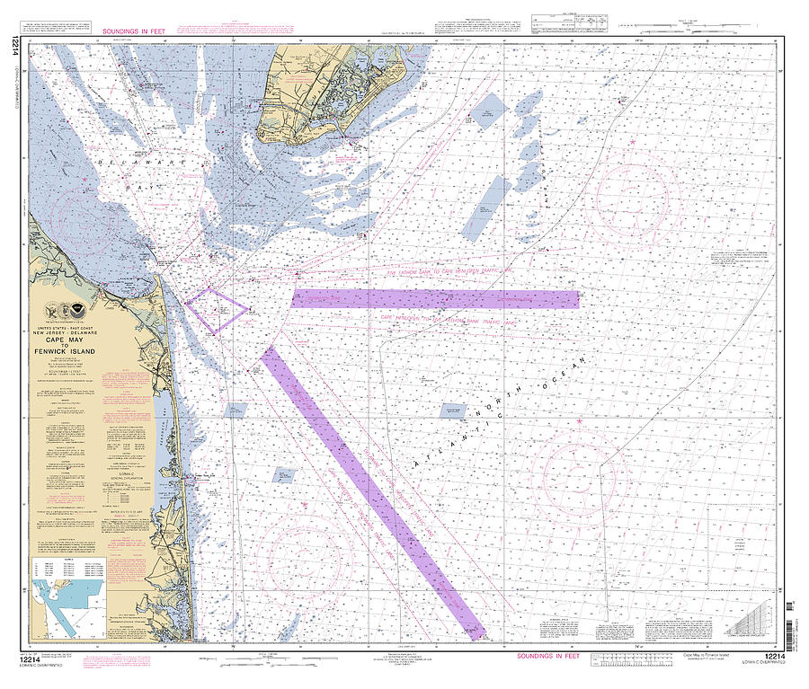 Cape May to Fenwick Island, NOAA Chart 12214 Digital Art by Nautical Chartworks
