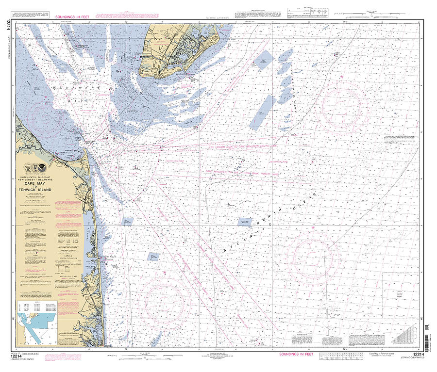 Cape May to Fenwick Island, NOAA Chart 12214_A Digital Art by Nautical Chartworks