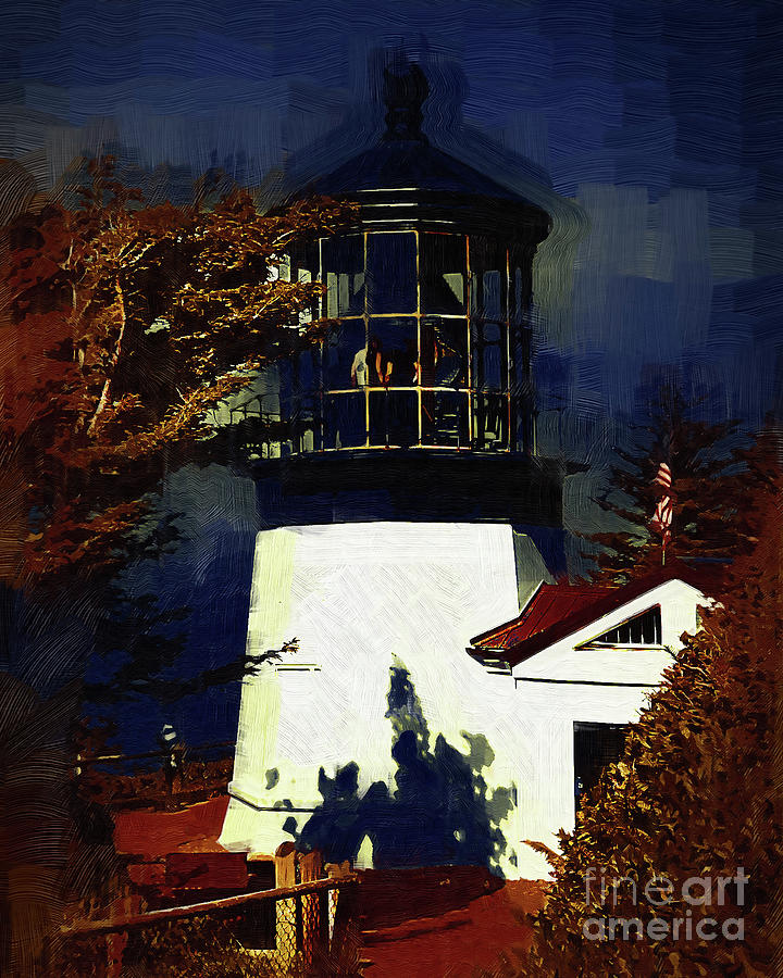 Cape Meares Lighthouse in Gothic Digital Art by Kirt Tisdale