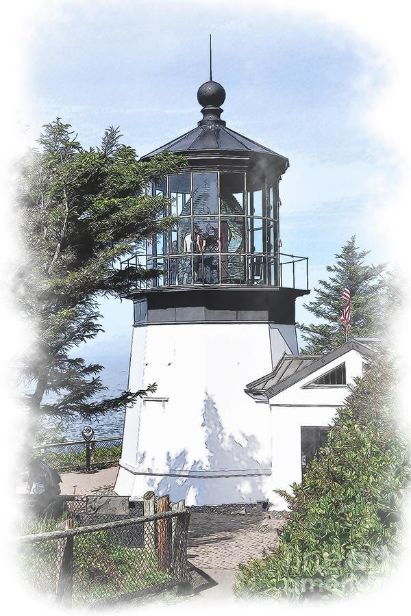 Cape Meares Lighthouse in Watercolor Digital Art by Kirt Tisdale