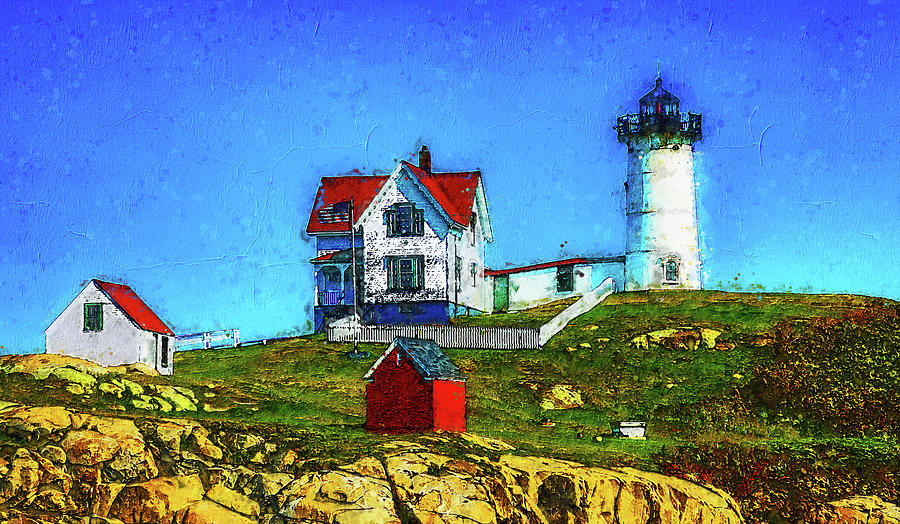 Cape Neddick light house Digital Art by Don Kuing - Fine Art America