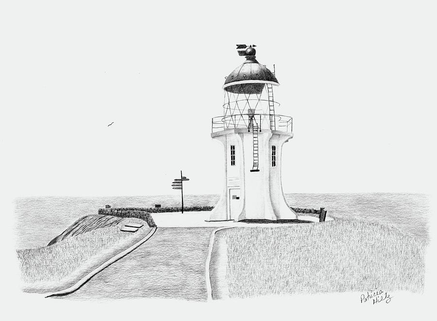 Cape Reinga Lighthouse Drawing by Patricia Hiltz
