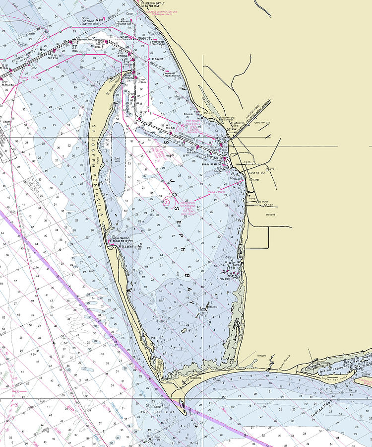 Cape San Blas Florida Nautical Chart Digital Art by Bret Johnstad Pixels