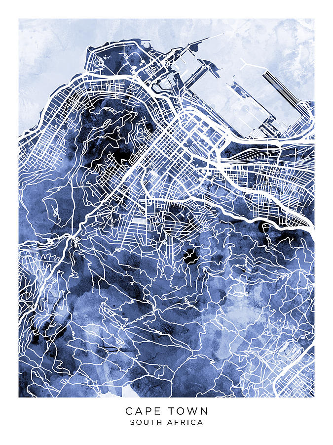 Cape Town South Africa City Street Map #59 Digital Art by Michael Tompsett