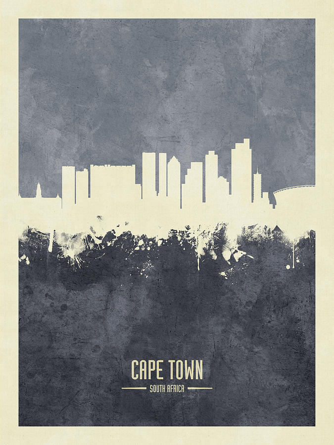 Skyline Digital Art - Cape Town South Africa Skyline #24 by Michael Tompsett