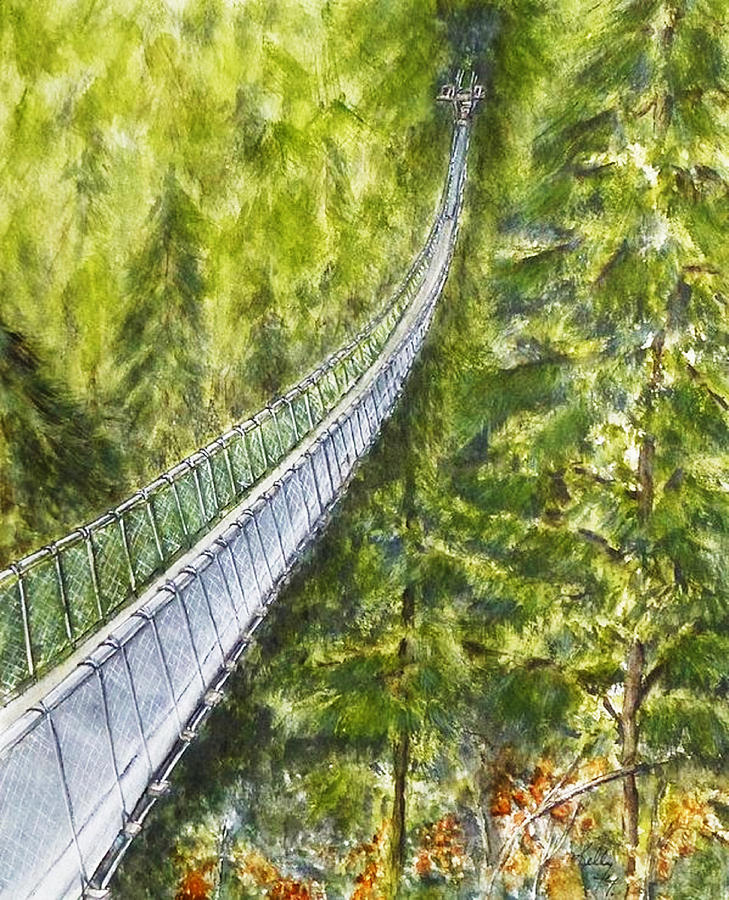 Capilano Suspension Bridge BC Painting by Kelly Mills