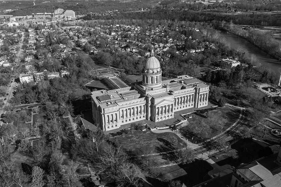 Capital in Frankfort Kentucky Aerial Photograph by John McGraw