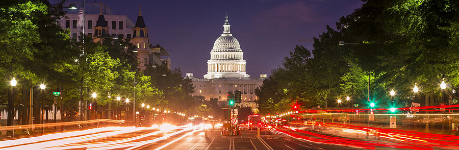 Capitol Building panorama on Pennsylvania Avenue in Washington DC USA Photograph by Pgiam