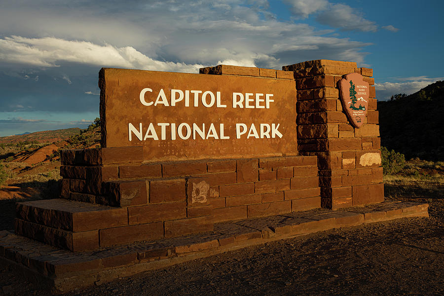 Capitol Reef National Park Entry Sign Photograph