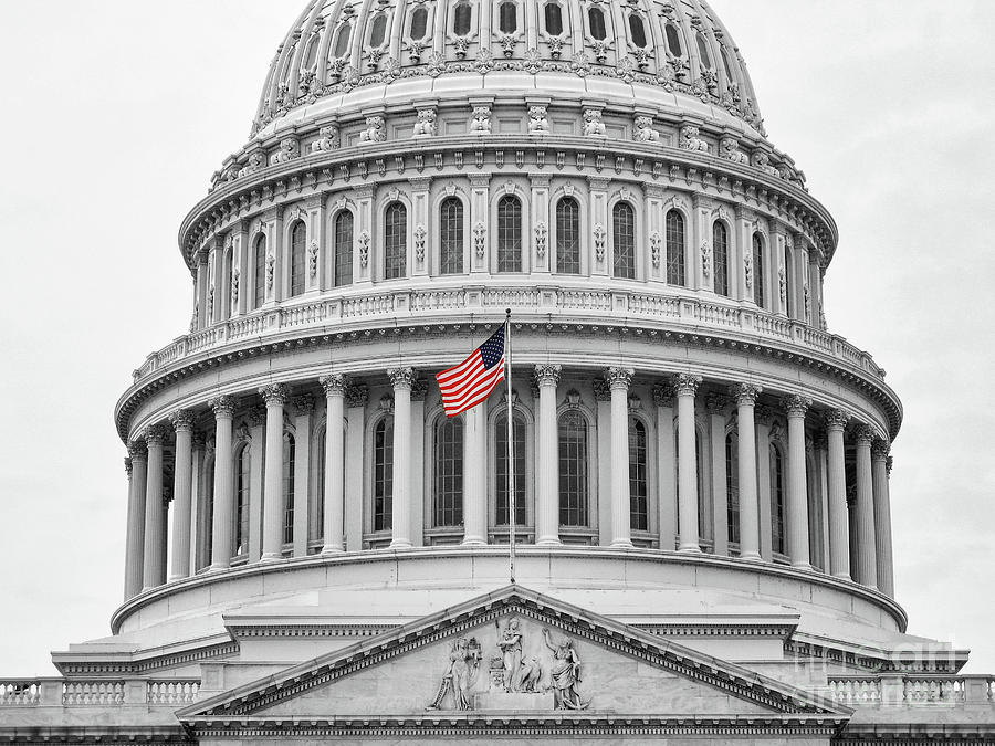 United States Capitol and Flag 1936 Photograph by Jack Schultz