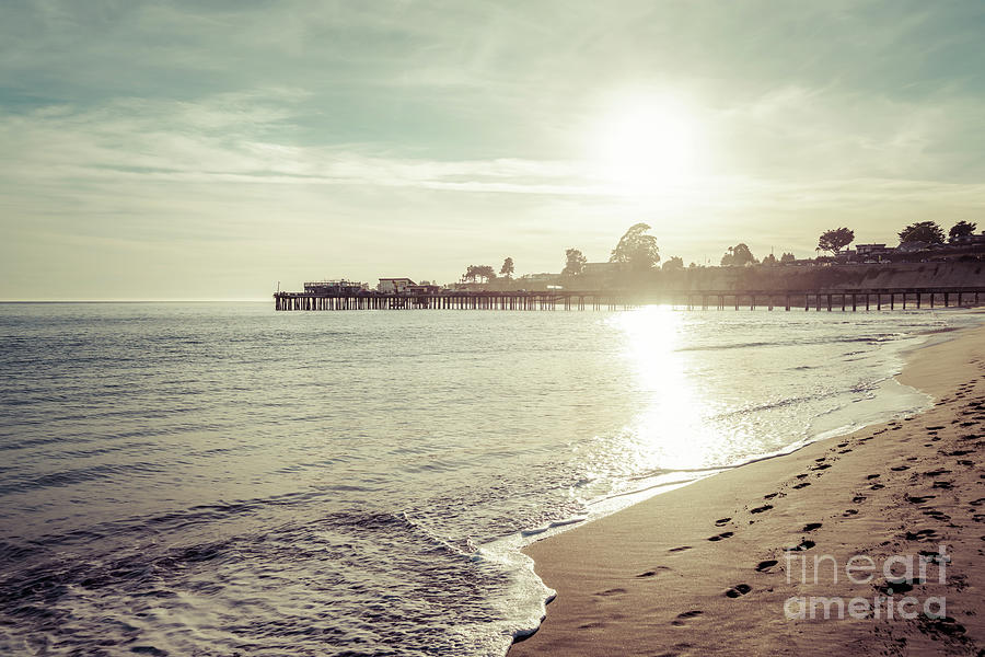 Capitola Beach and Wharf Pier Sunset Photo Photograph by Paul Velgos