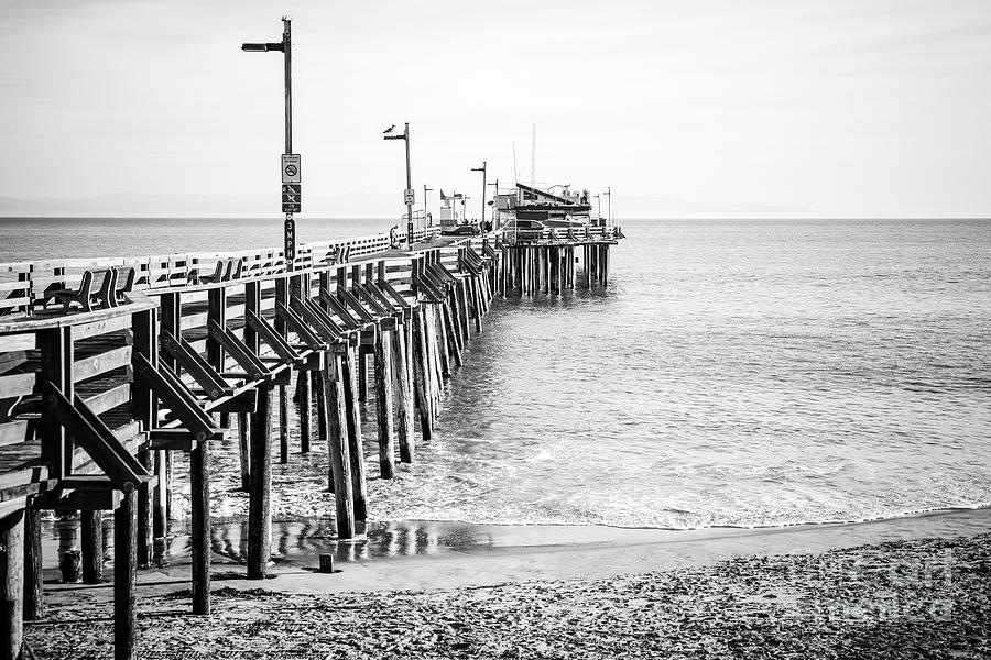 Capitola Beach Wharf Pier Black and White Picture Photograph by Paul Velgos