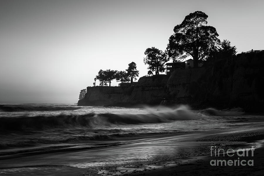 Capitola Hooper Beach Black and White Photo Photograph by Paul Velgos